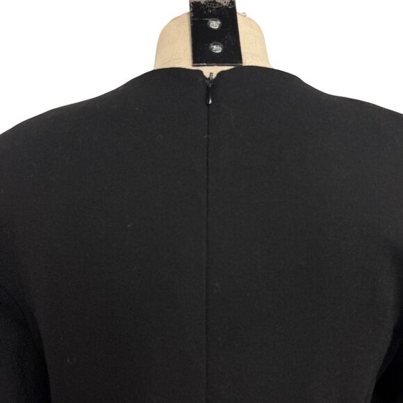 Vintage Spenser Jeremy Black Wool Long Sleeve Midi Dress Size 10 Made In USA LBD - Picture 11 of 14